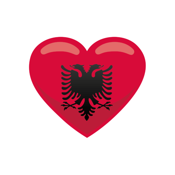 Kinder T-Shirt Albanien Flagge herzform