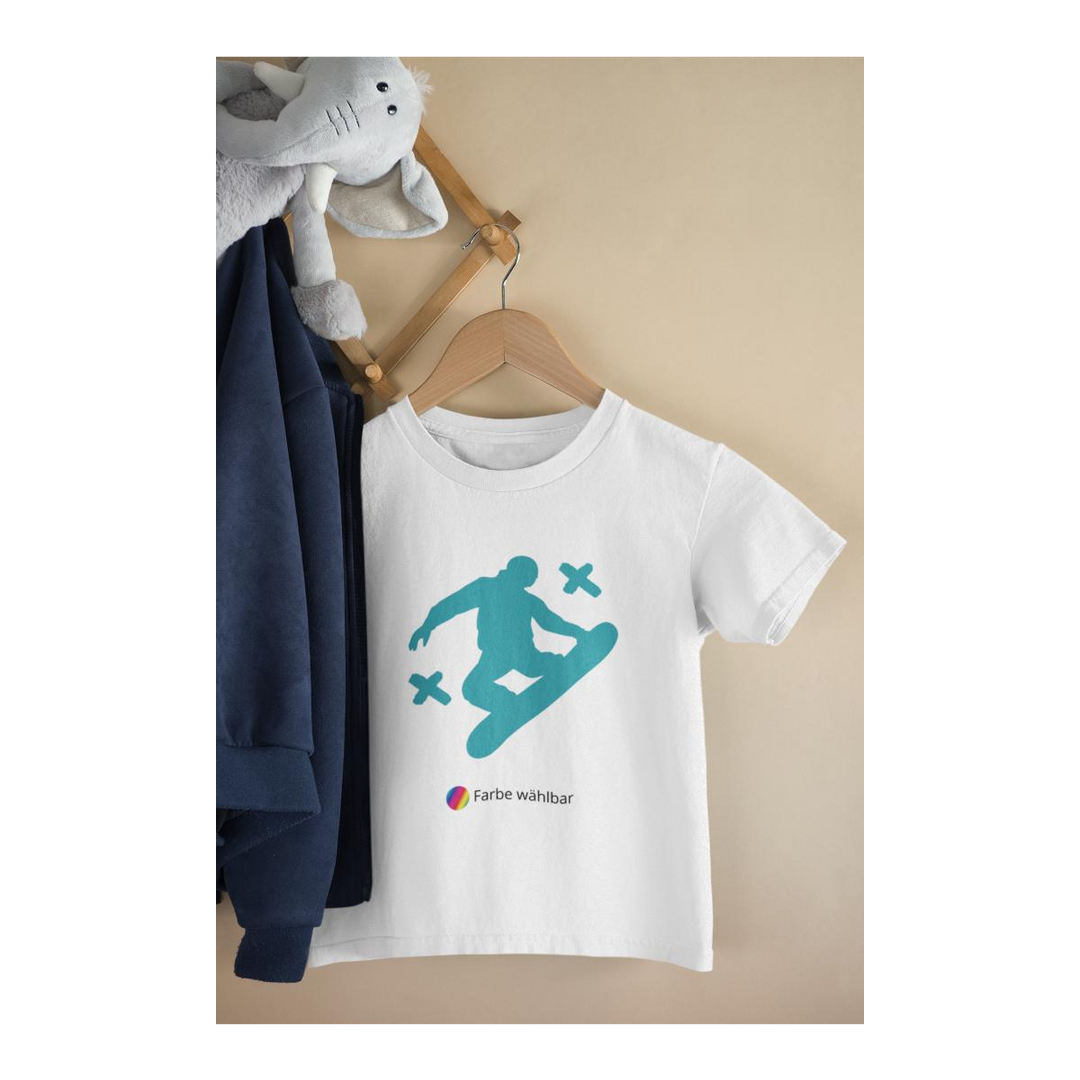 Kinder T-Shirt Snowboarder Onehand Silhouette