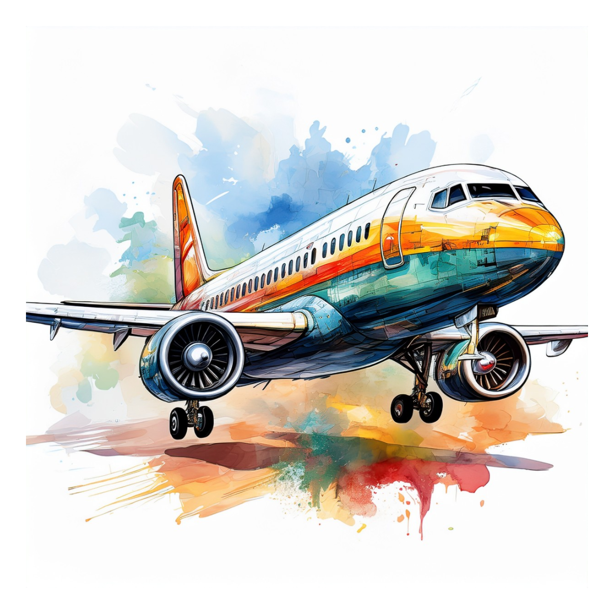 Turnbeutel Aquarell Flugzeug