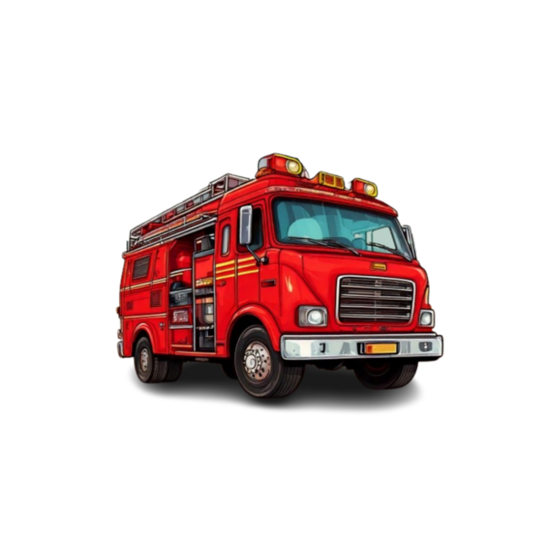 Schulrucksack-Set Comic Feuerwehrfahrzeug