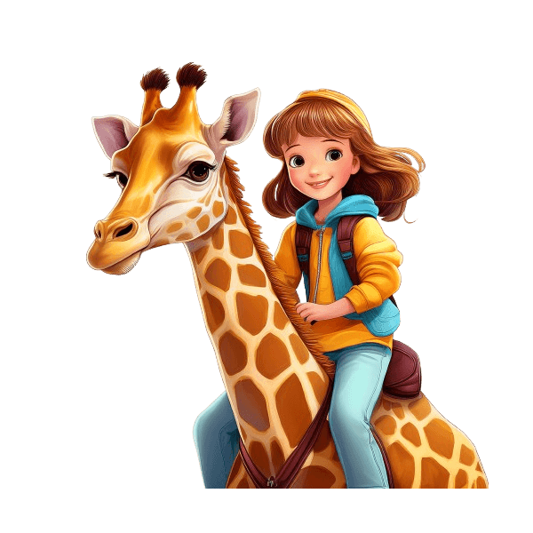 Kinder T-Shirt Mädchen auf Giraffe