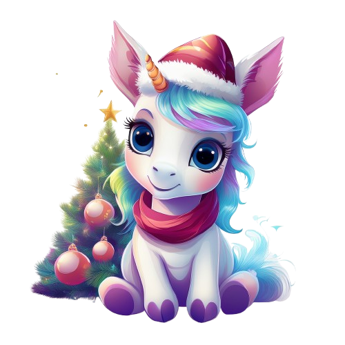 Kinder T-Shirt Unicorn Christmas