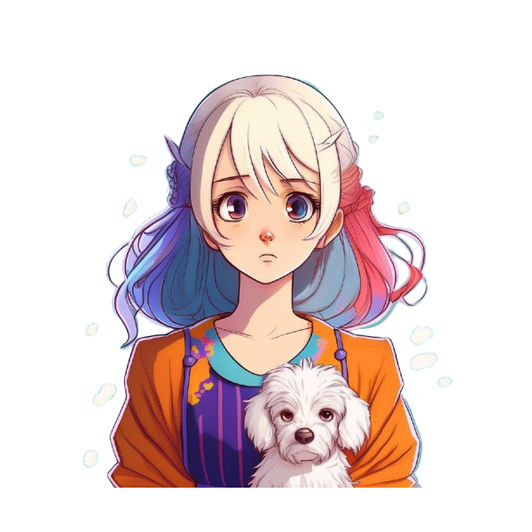 Kinder T-Shirt Anime Girl with Dog