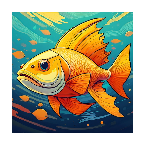 Kinder T-Shirt Fisch Orange-gelb