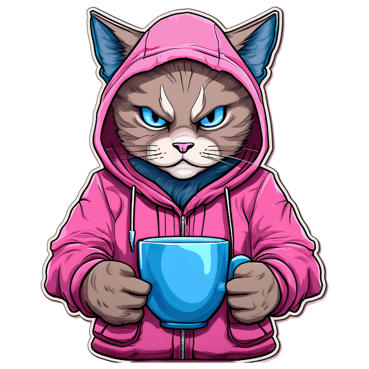 Kinder T-Shirt Angry Cat in Hoodie
