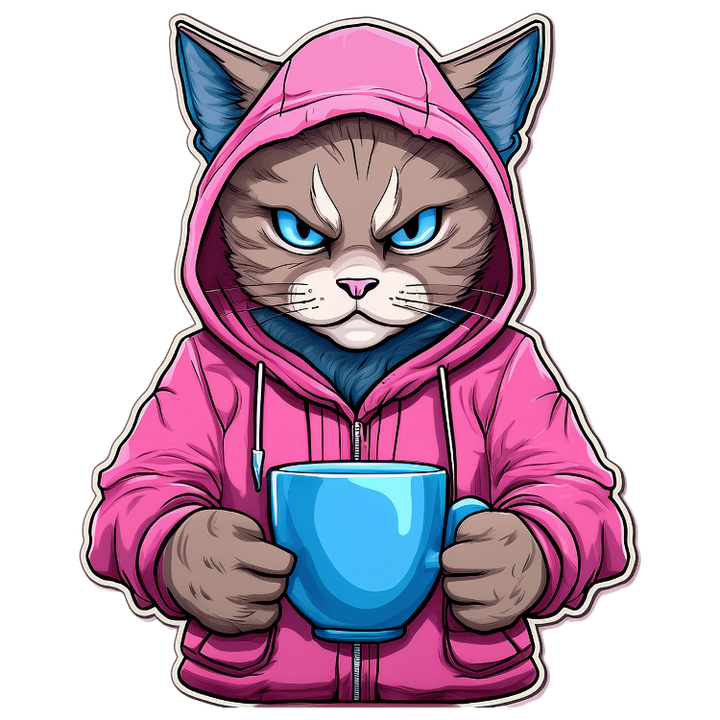 Kinder T-Shirt Angry Cat in Hoodie