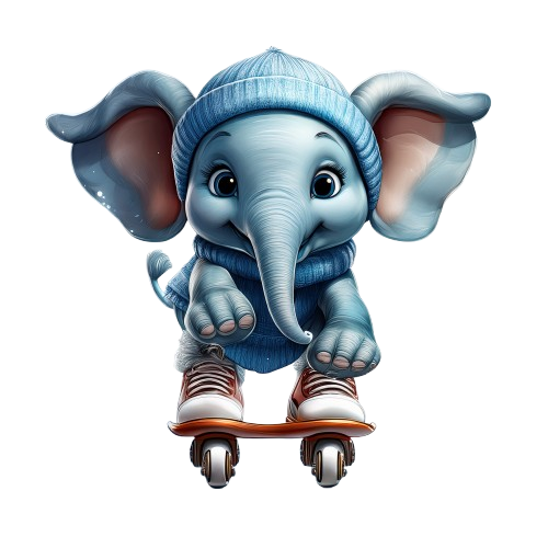 Kinder T-Shirt Elefant auf Schlittschuh