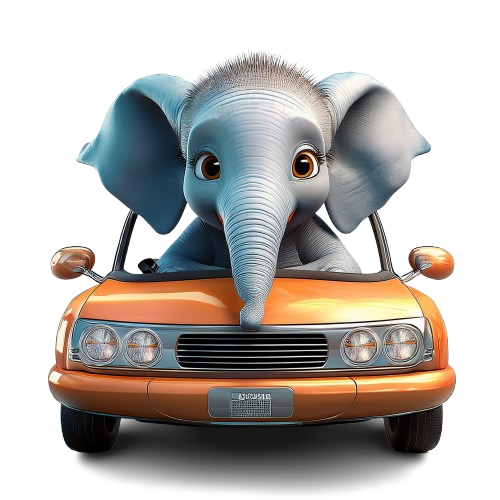 Kinder T-Shirt Elefant auf dem Auto