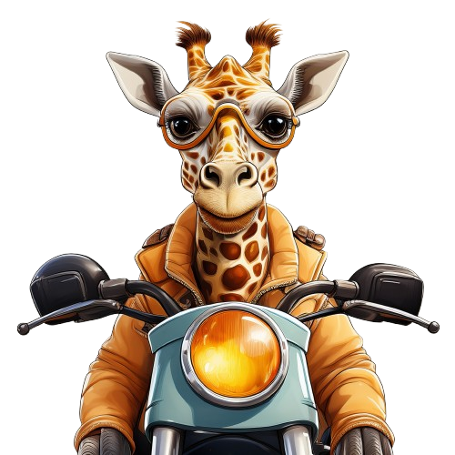Kinder T-Shirt Giraffe auf Motorrad