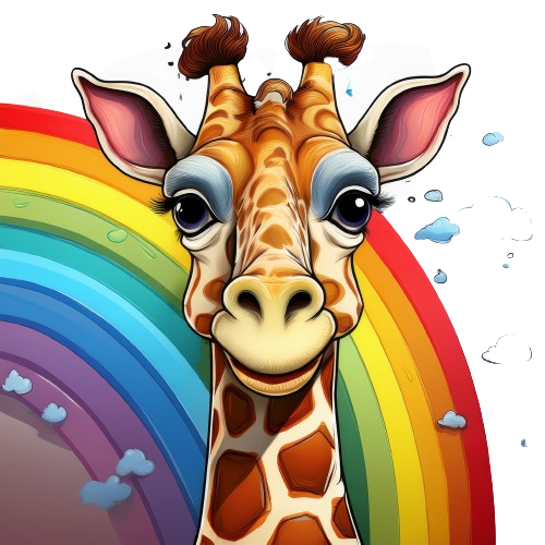 Kinder T-Shirt Giraffe mit Regenbogen