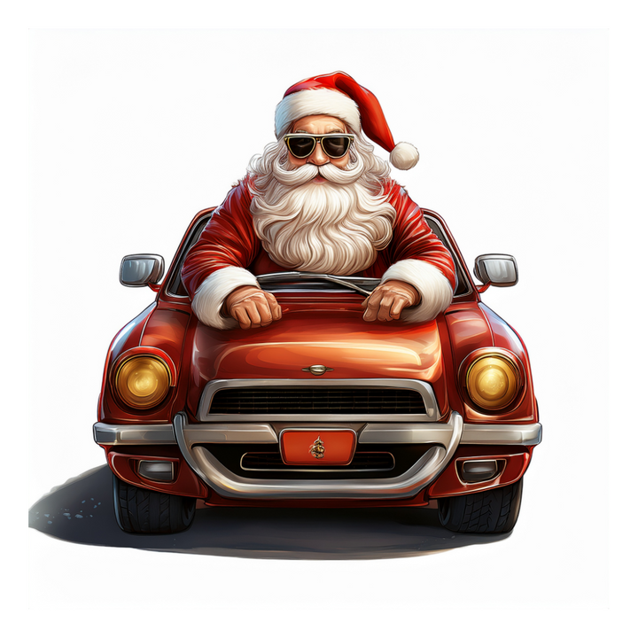 Kinder T-Shirt Weihnachtsmann in Auto