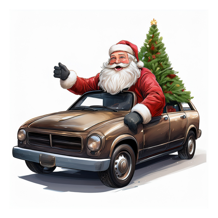 Kinder T-Shirt Weihnachtsmann in Auto 2