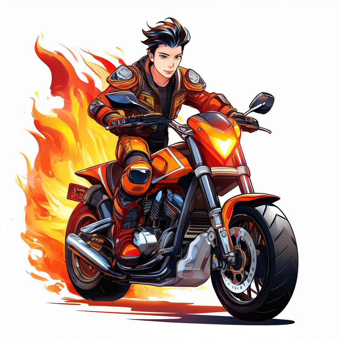 Kinder T-Shirt Flammen-Motorradfahrer