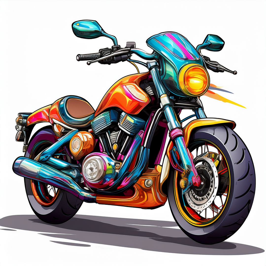 Kinder T-Shirt buntes Motorrad