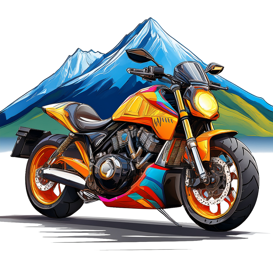 Kinder T-Shirt Motorrad mit Berg