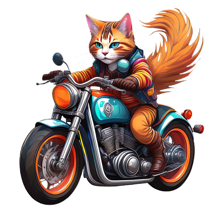 Kinder T-Shirt Katze auf Motorrad 2