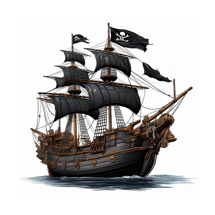 Kinder T-Shirt Schwarzes Piratenschiff