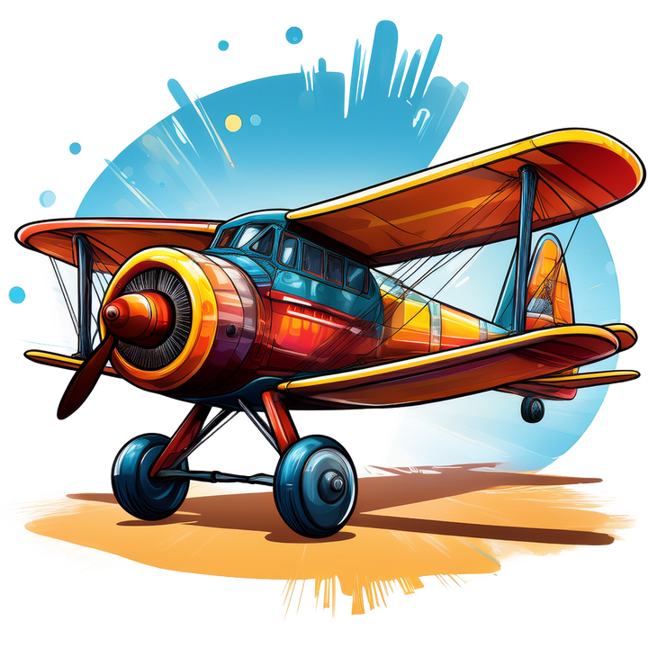Kinder T-Shirt Cartoon Doppeldecker-Flugzeug