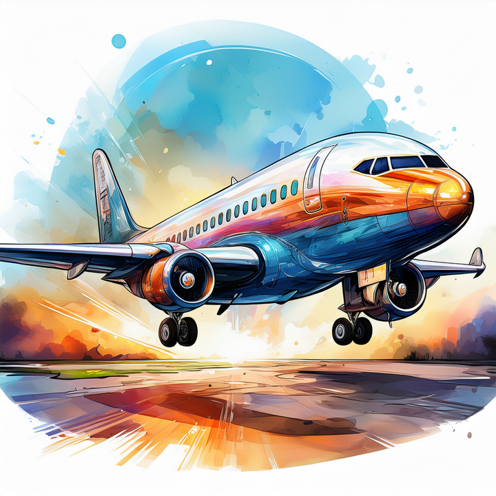 Kinder T-Shirt Cartoon Aquarell-Flugzeug