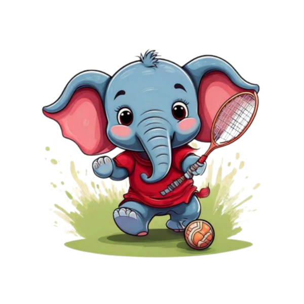Kinder T-Shirt Elefant spielt Tennis