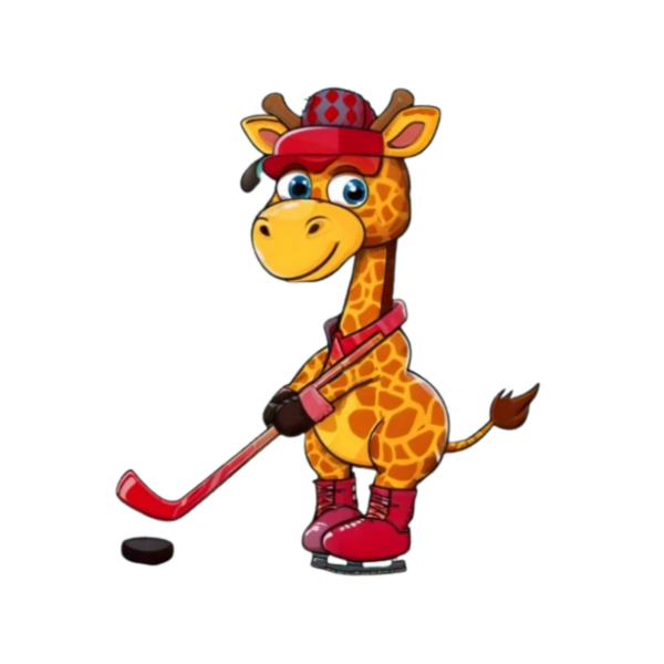 Kinder T-Shirt Giraffe spielt Eishockey
