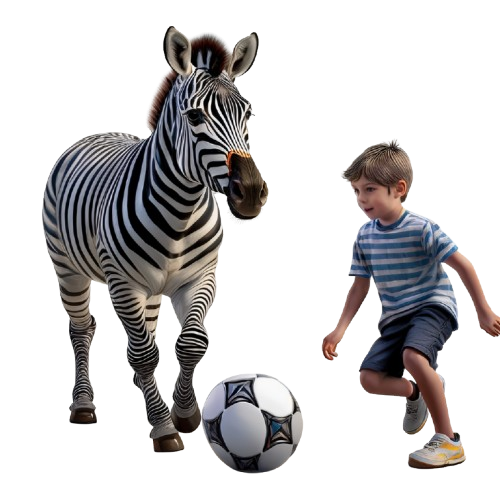 Kinder T-Shirt süsses Zebra spielt Fussball