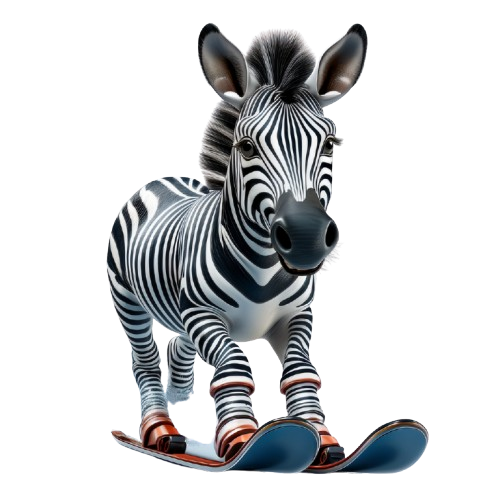 Kinder T-Shirt süsses Zebra beim Skifahren