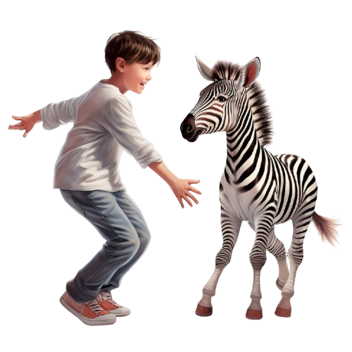 Kinder T-Shirt Zebra läuft mit Junge