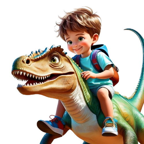 Kinder T-Shirt Junge auf Dinosaurier