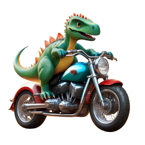 Kinder T-Shirt Dino auf Motorrad