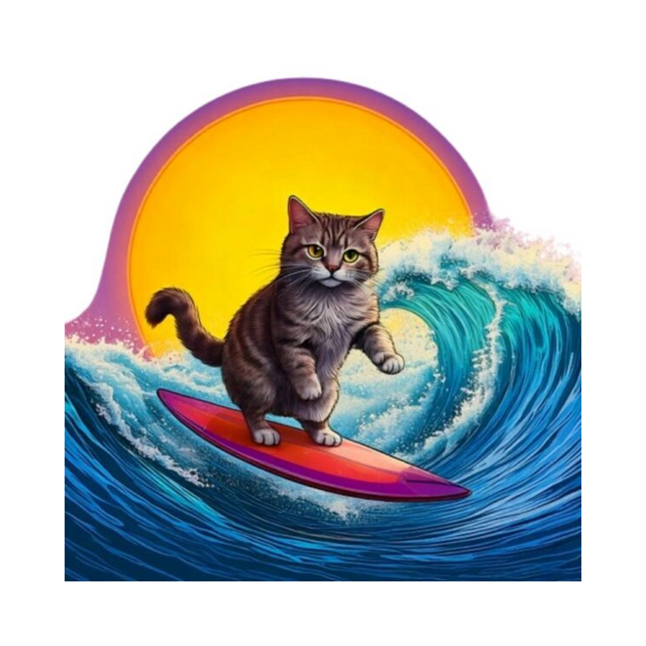 Dekokissen-Set Surfing Cat