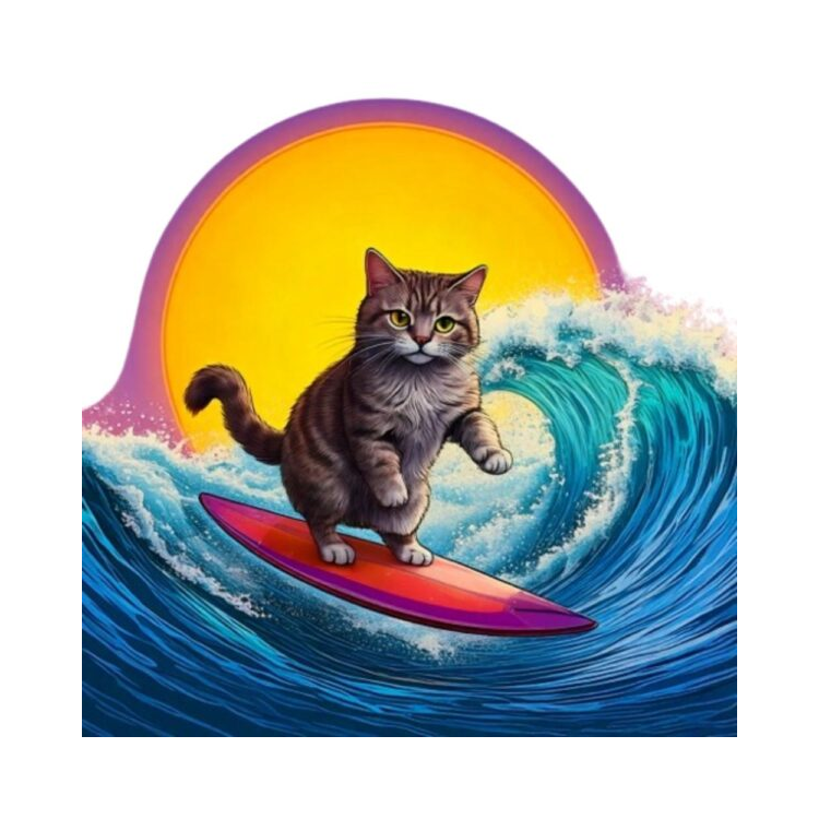 Kinder T-Shirt Surfing Cat
