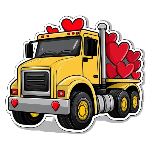 Dekokissen-Set Comic Bau Lastwagen mit Herz