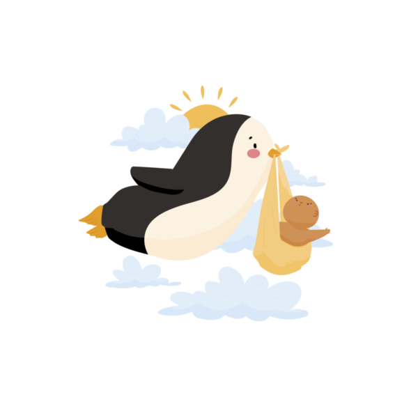 Kinder T-Shirt Pinguin als Storch bringt Baby