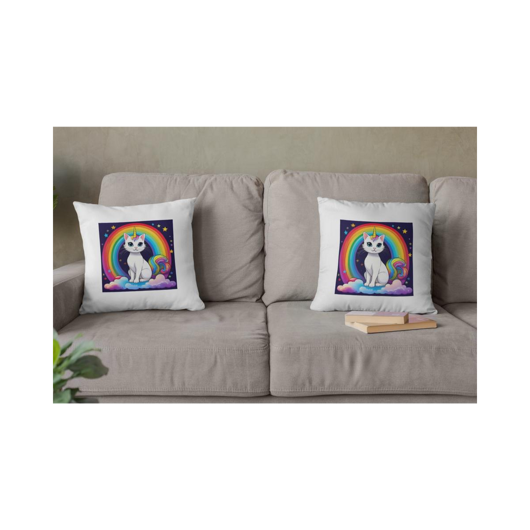 Dekokissen-Set Cute Unicorn Cat on Rainbow