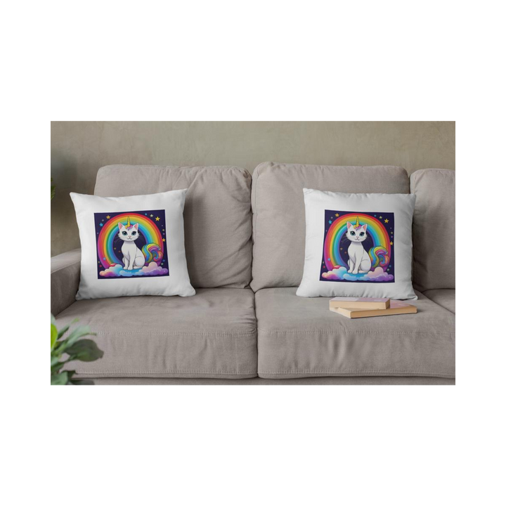 Dekokissen-Set Cute Unicorn Cat on Rainbow