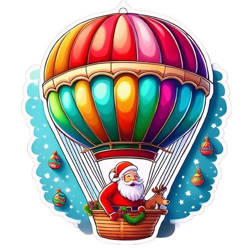 Turnbeutel Santa und Renntier im Heissluftballon