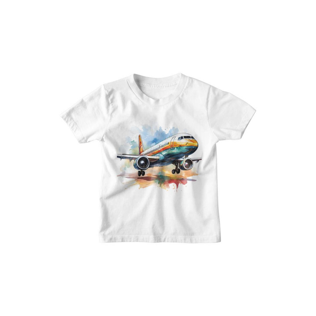 Kinder T-Shirt Aquarell Flugzeug