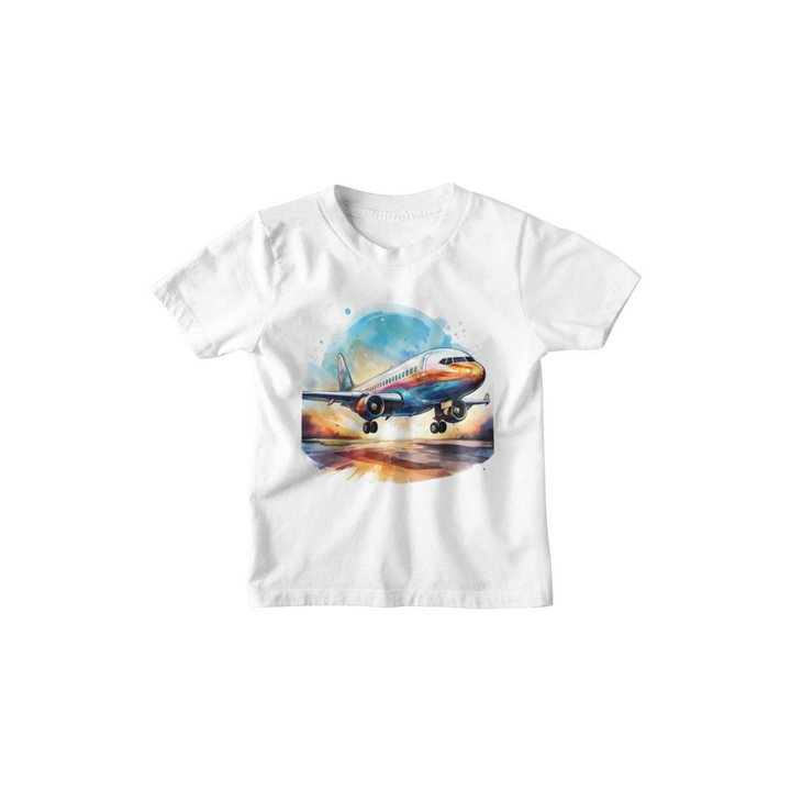 Kinder T-Shirt Cartoon Aquarell-Flugzeug