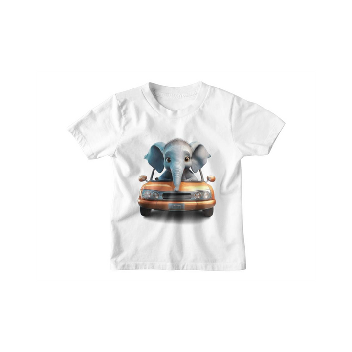 Kinder T-Shirt Elefant auf dem Auto