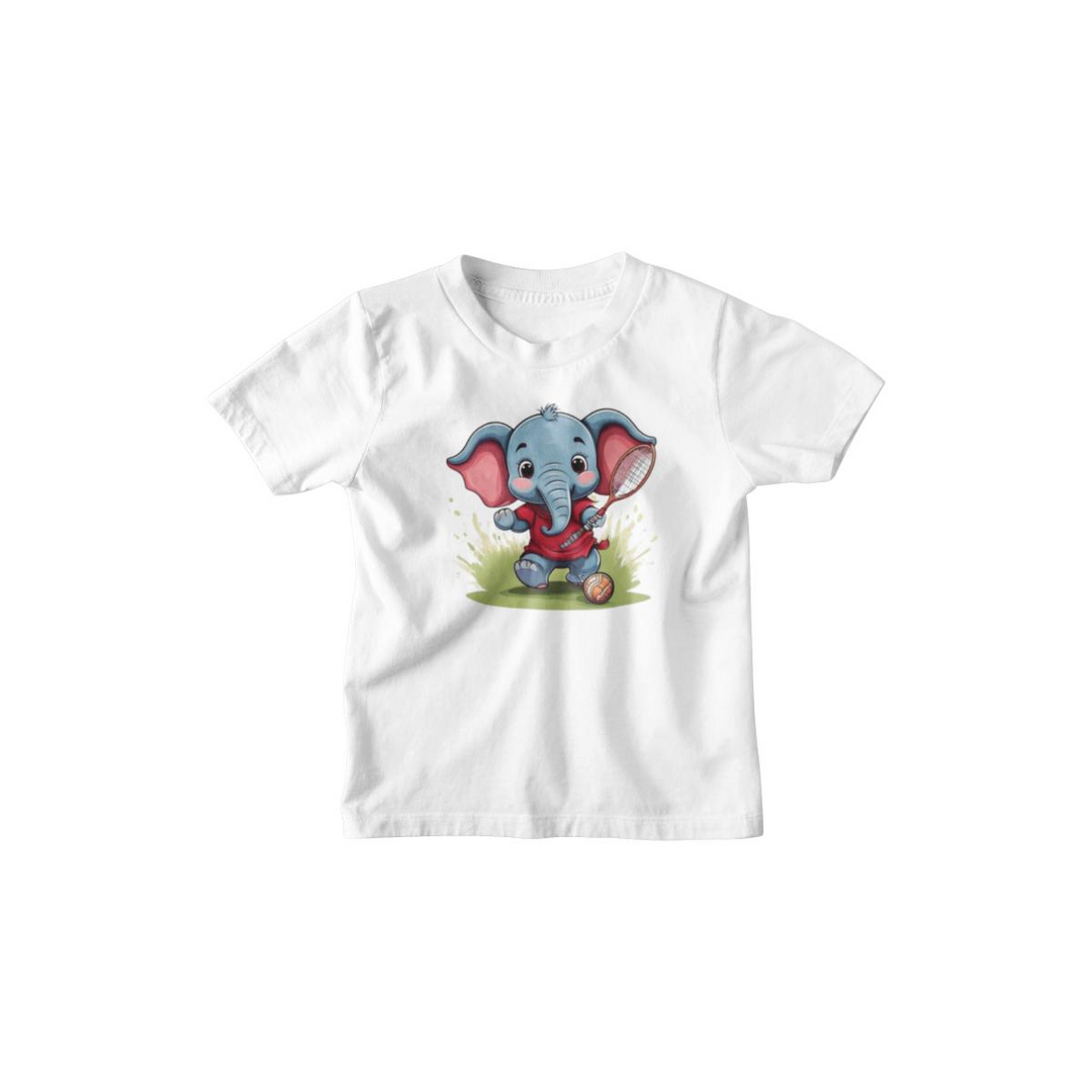 Kinder T-Shirt Elefant spielt Tennis
