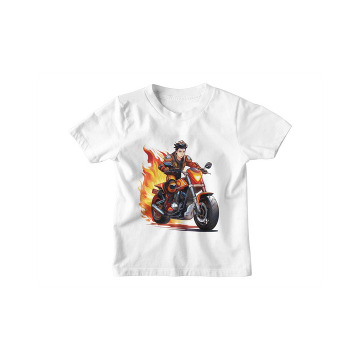 Kinder T-Shirt Flammen-Motorradfahrer