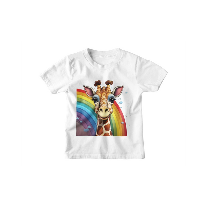 Kinder T-Shirt Giraffe mit Regenbogen