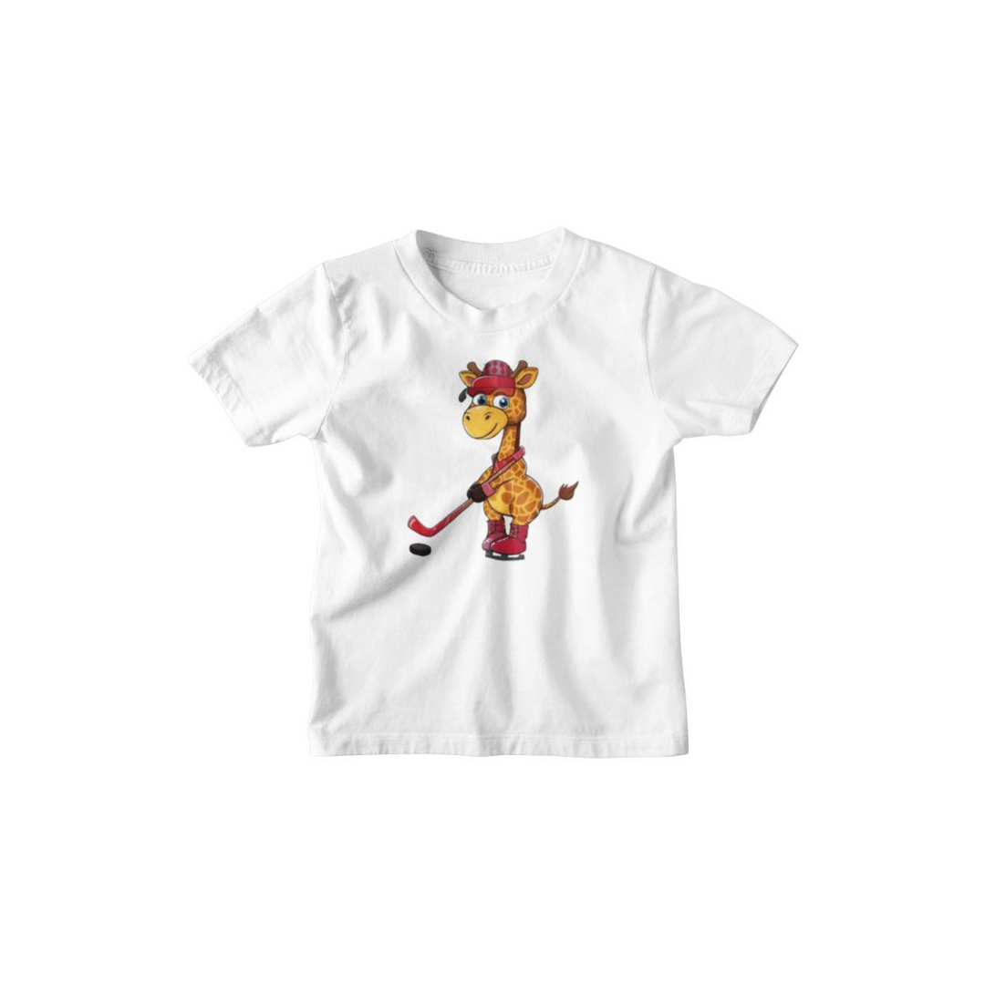 Kinder T-Shirt Giraffe spielt Eishockey