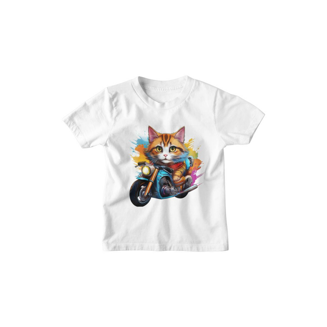 Kinder T-Shirt Katze auf Motorrad 1