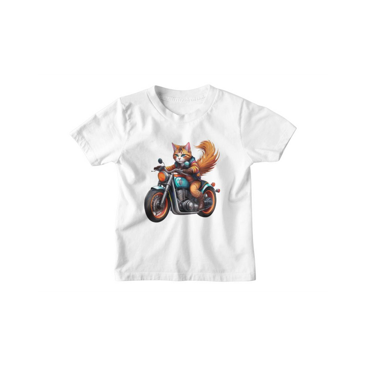 Kinder T-Shirt Katze auf Motorrad 2
