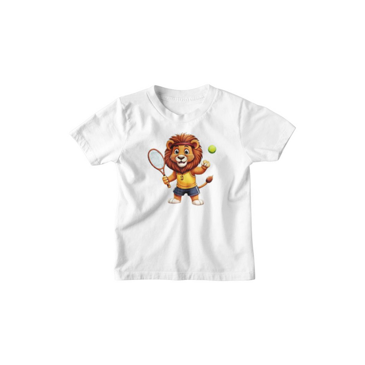 Kinder T-Shirt Löwe spielt Tennis