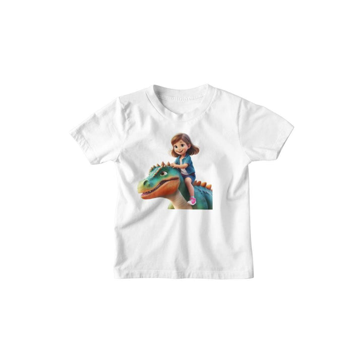 Kinder T-Shirt Mädchen auf Dinosaurier
