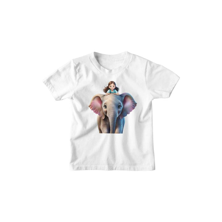 Kinder T-Shirt Mädchen reitet auf Elefant