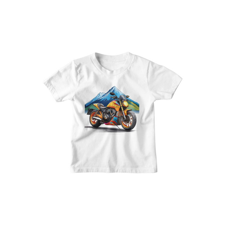 Kinder T-Shirt Motorrad mit Berg